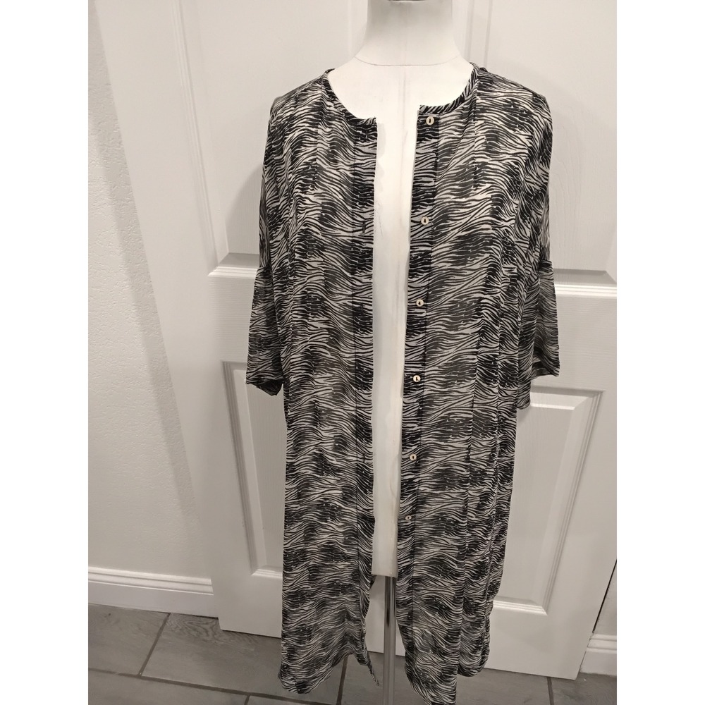 NWT Free People Black White‎ Abstract Print Duster Kimono Cardigan Long Sleeve L